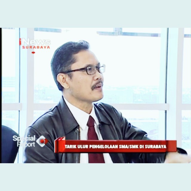 Dr. Hufron., SH., MH Managing Director Kantor Advokat Hufron dan Rubaie menjadi Narasumber INews TV tentang “Tarik Ulur Pengelolaan SMA-SMK Di Surabaya”